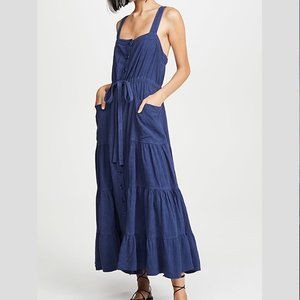 FREE PEOPLE CATCH THE BREEZE NAVY MAXI DRESS S